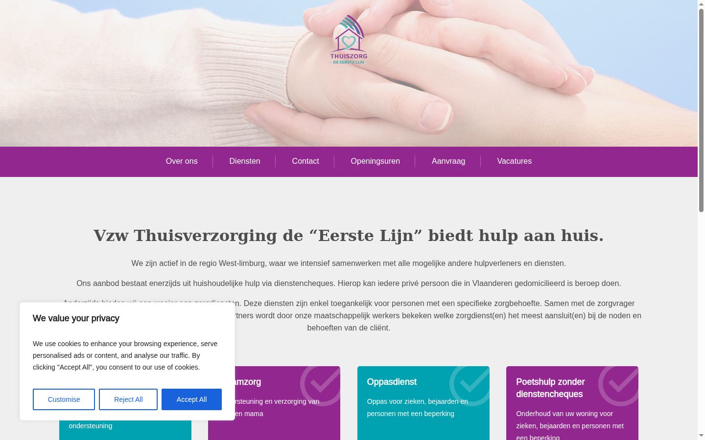 Captura de ecrã do banner de consentimento apresentado antes de qualquer interação
