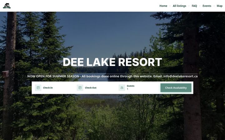 Ekrānuzņēmums no deelakeresort.ca