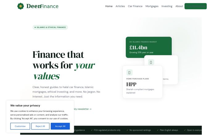Screenshot of deenfinance.uk