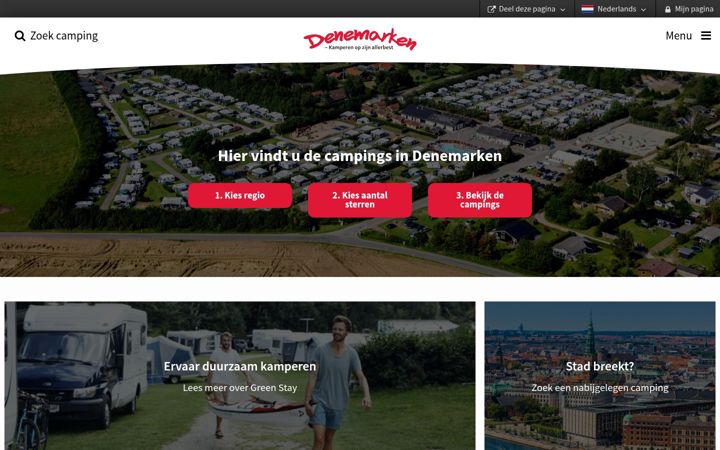 Screenshot stránky deensecampings.nl