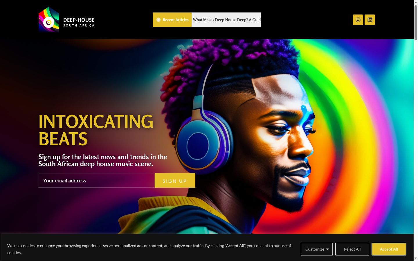 Screenshot del banner di consenso mostrato prima di qualsiasi interazione