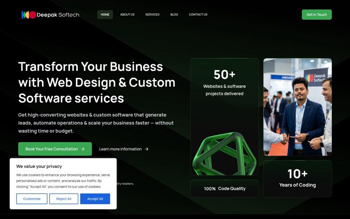 Screenshot of deepaksoftech.com