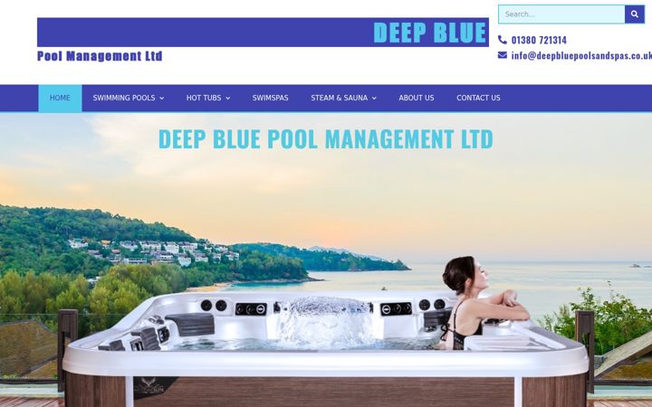 Screenshot of deepbluepoolsandspas.co.uk