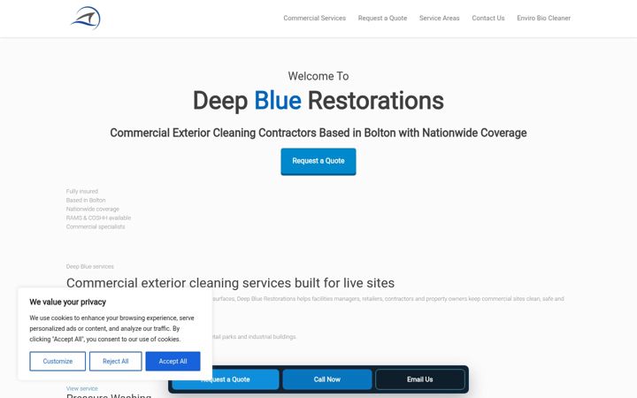 Screenshot of deepbluerestorations.co.uk