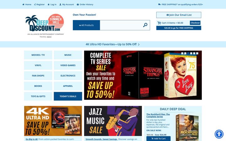 Screenshot of deepdiscountdvd.com