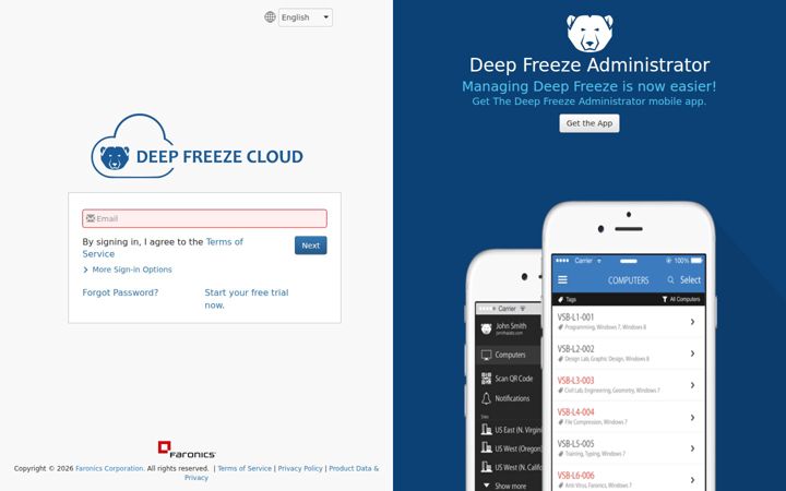 Screenshot of deepfreeze.com