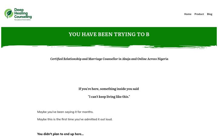 Screenshot of deephealingcounselling.org