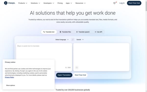 Screenshot of deepl.com