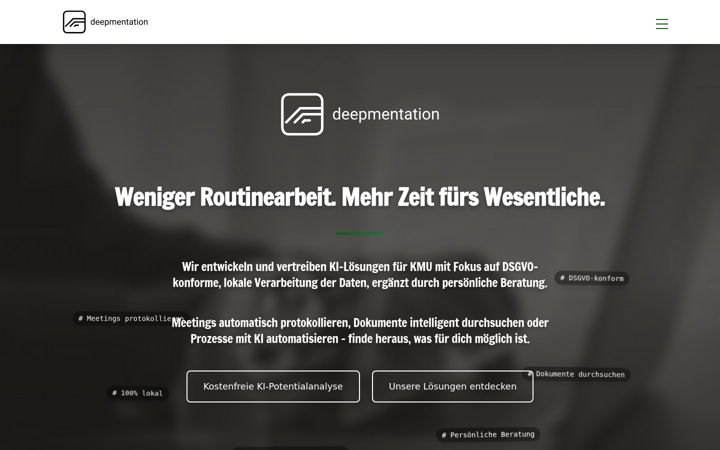 Posnetek zaslona deepmentation.ai