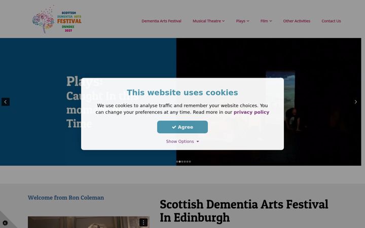 Screenshot of deepnessdementiaarts.co.uk