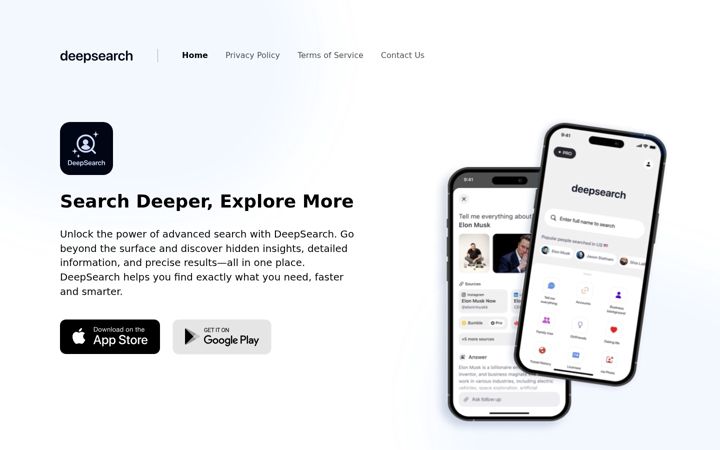 Screenshot von deepsearchai.app