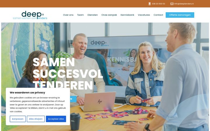Screenshot stránky deeptenders.nl