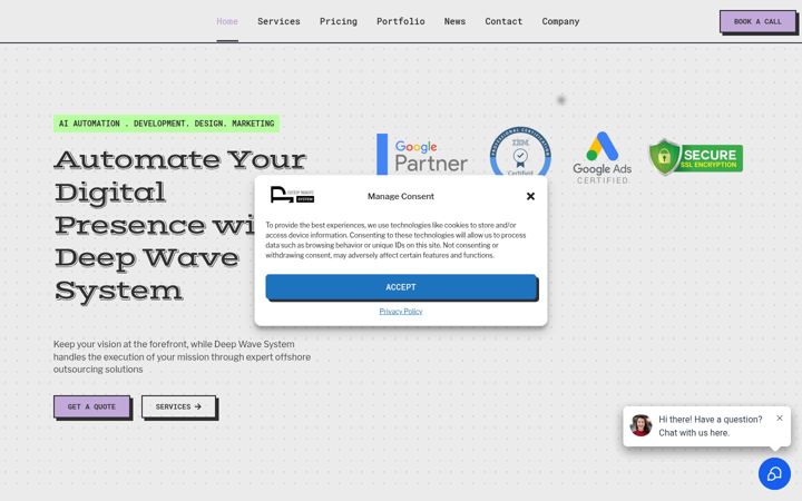 Screenshot of deepwavesystem.com
