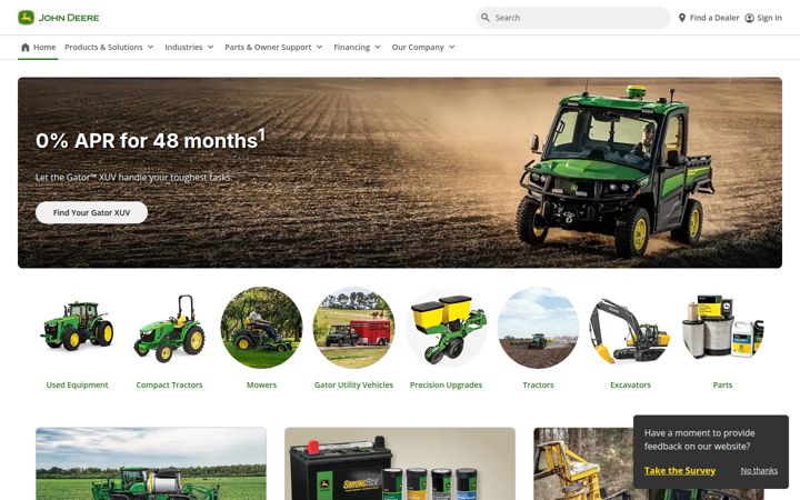 Skärmbild av deere.com
