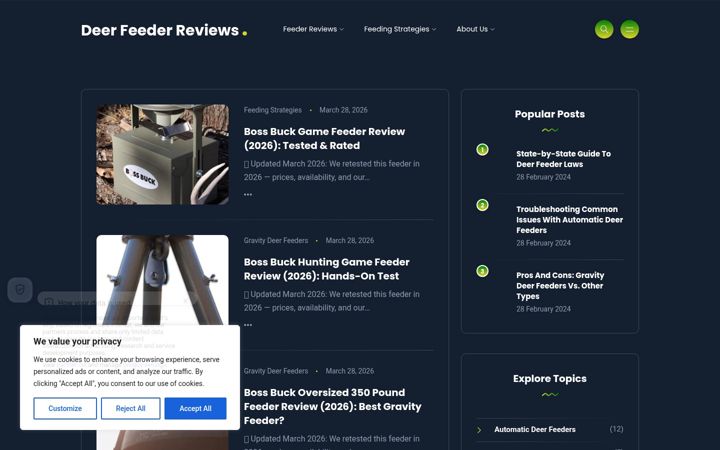 Screenshot of deerfeederreviews.com