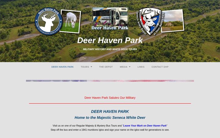 Captură de ecran a deerhavenpark.org