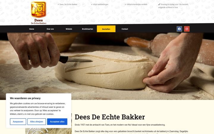 Captura de pantalla de deesechtebakker.nl