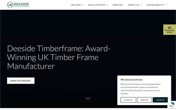 Screenshot of deesidetimberframe.com