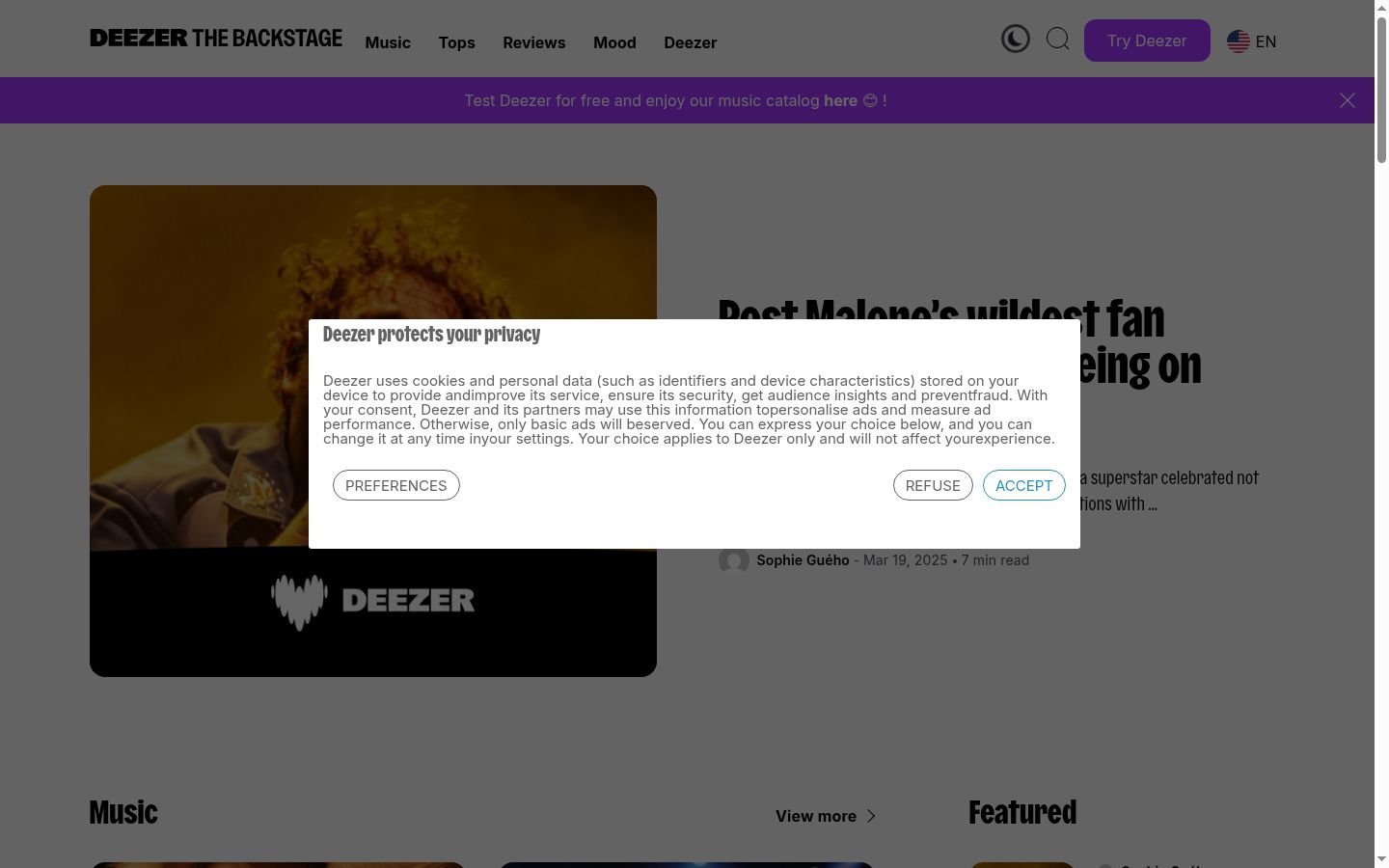 Screenshot tal-banner tal-kunsens muri qabel kwalunkwe interazzjoni