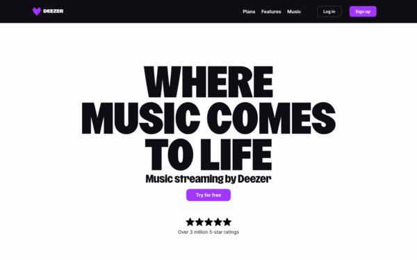 Screenshot of deezer.com