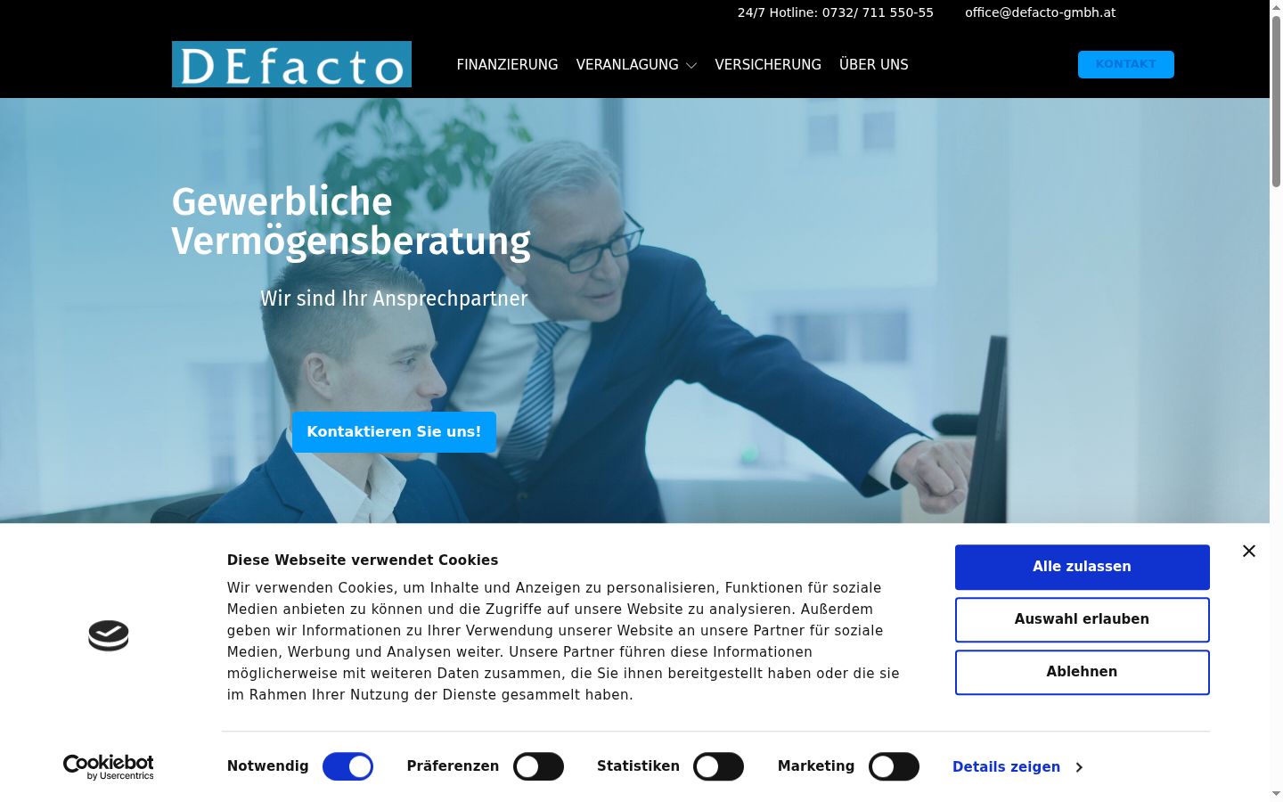 Screenshot del banner di consenso mostrato prima di qualsiasi interazione