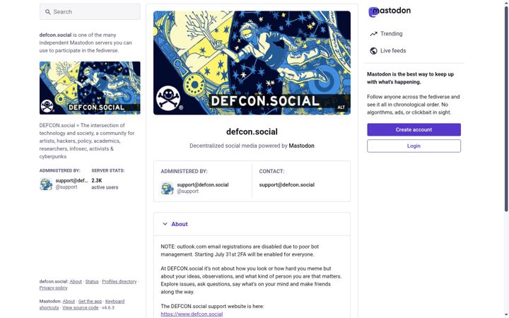 Screenshot of defcon.social