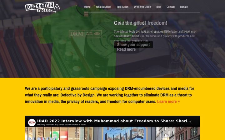 Screenshot of defectivebydesign.org