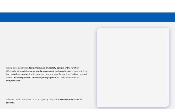 Screenshot of defectiveworkequipmentclaims.uk