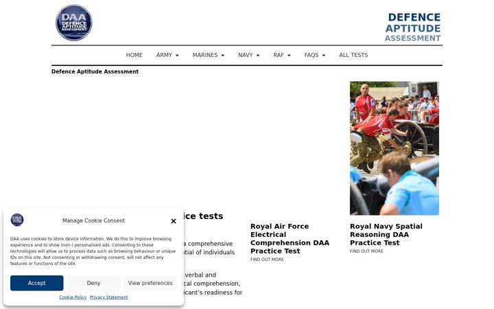 Screenshot of defenceaptitudeassessment.com