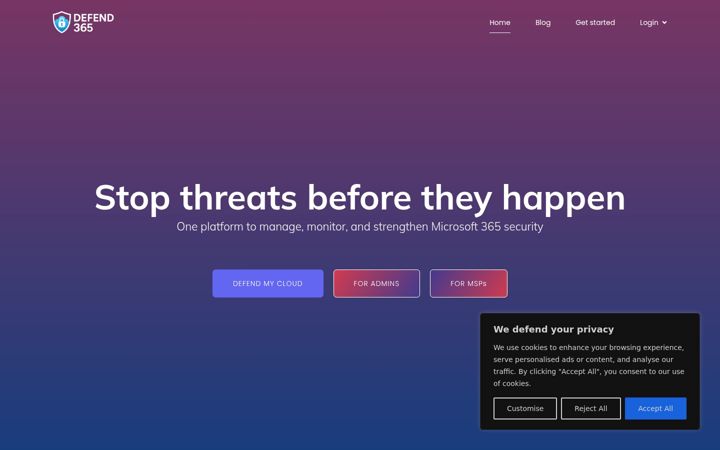 Screenshot of defend365.io