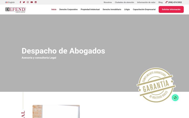Screenshot of defendabogados.com