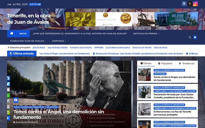 Screenshot ta' defendamostenerife.com
