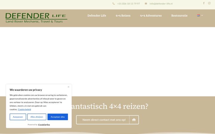 Screenshot stránky defender-life.nl