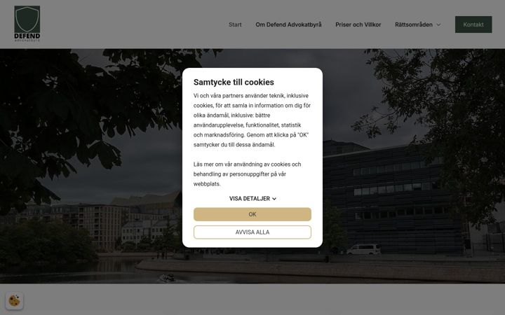 Screenshot of defendlaw.se