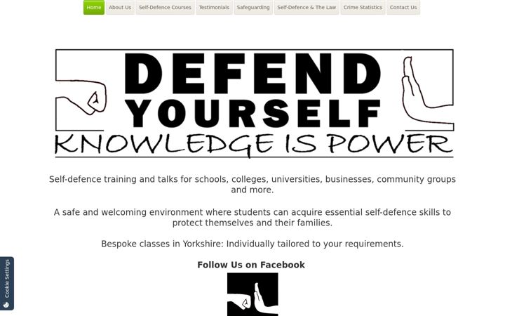 Screenshot of defendyourself.co.uk