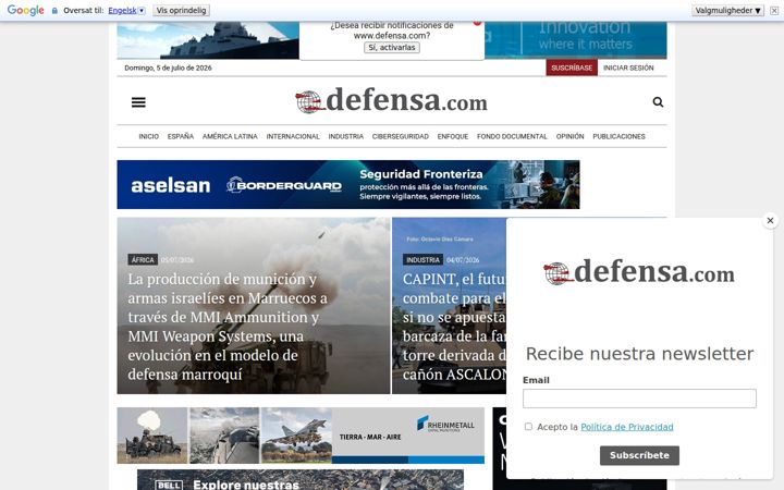 Captură de ecran a defensa.com