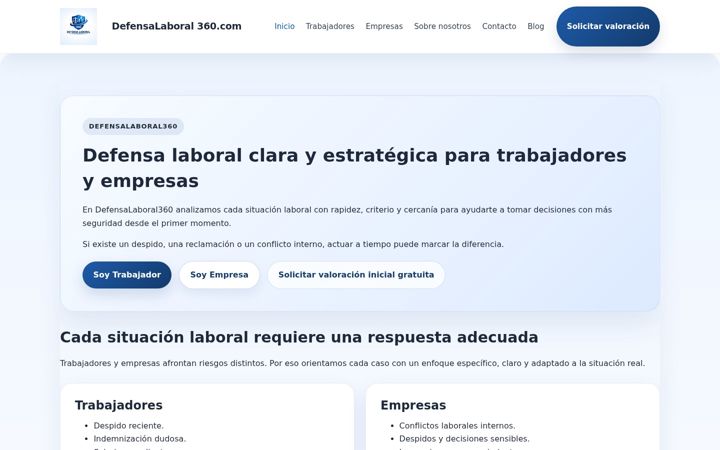 Screenshot of defensalaboral360.com