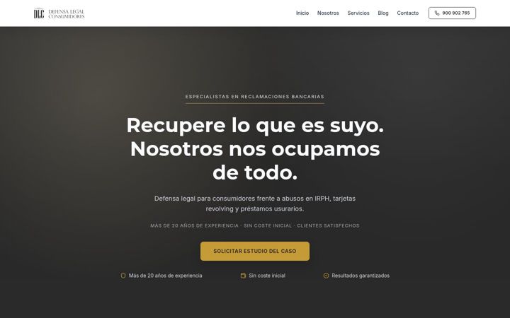 Screenshot of defensalegalconsumidores.com