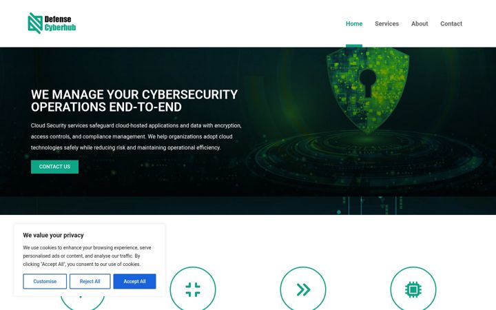 Screenshot of defensecyberhub.com
