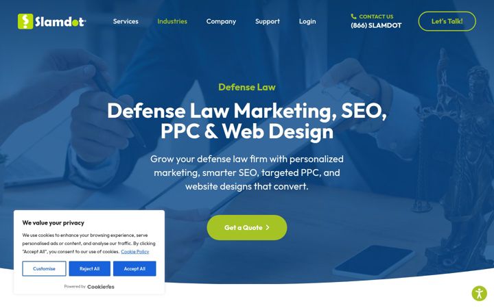 Screenshot of defenselawyerwebsites.com