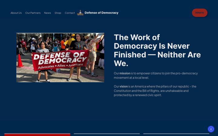 Captură de ecran a defenseofdemocracy.org