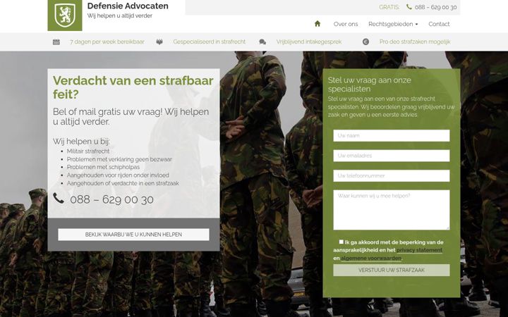 Screenshot stránky defensie-advocaten.nl