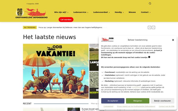 Screenshot stránky defensiebond.nl