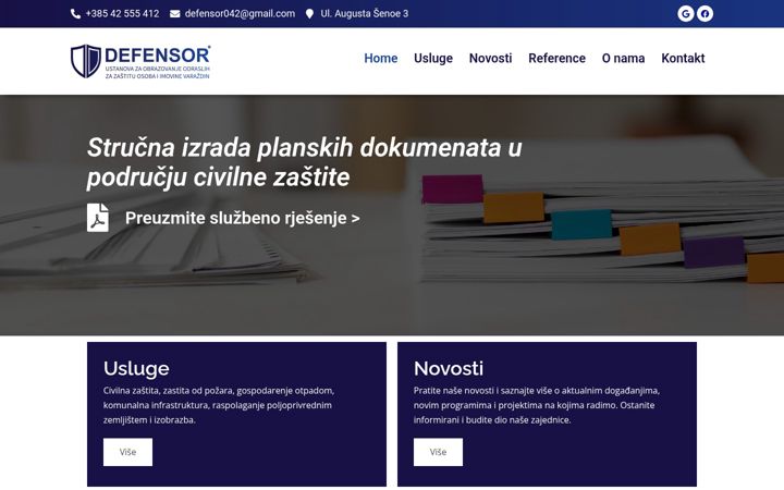 Snímek obrazovky defensor.hr