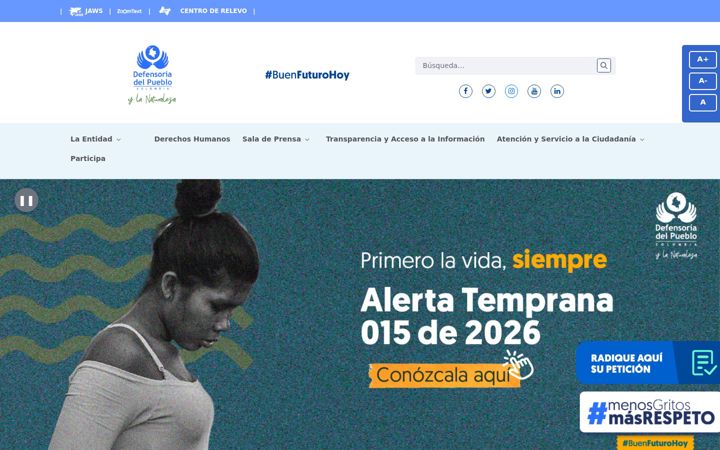 Screenshot of defensoria.gov.co