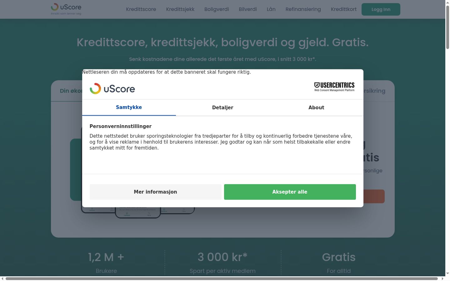 Screenshot of the consent banner shown before any interaction
