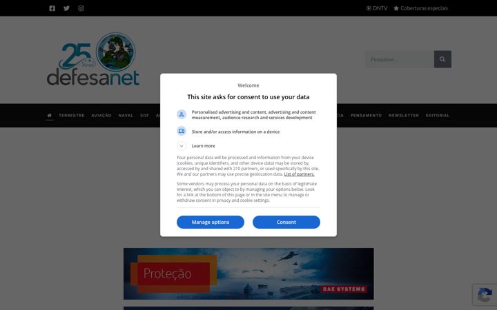 Screenshot of defesanet.com.br