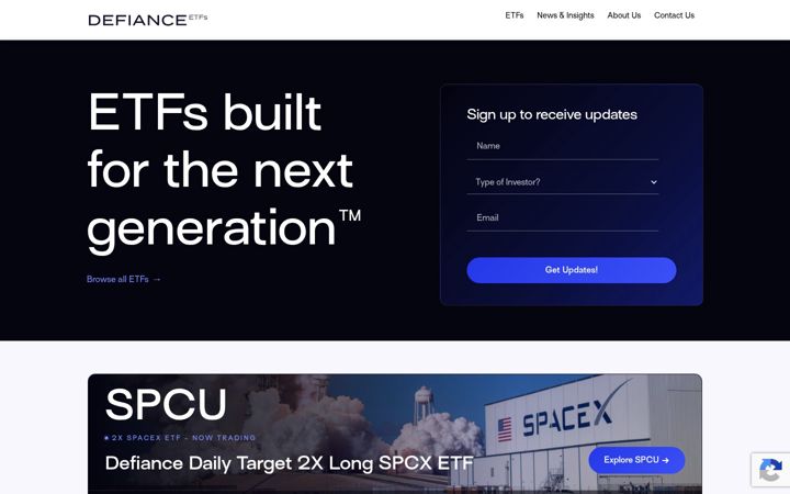 Captura de pantalla de defianceetfs.com