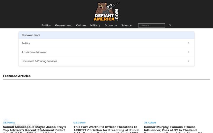 Screenshot of defiantamerica.com