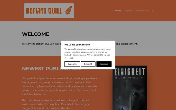 Screenshot of defiantquill.com